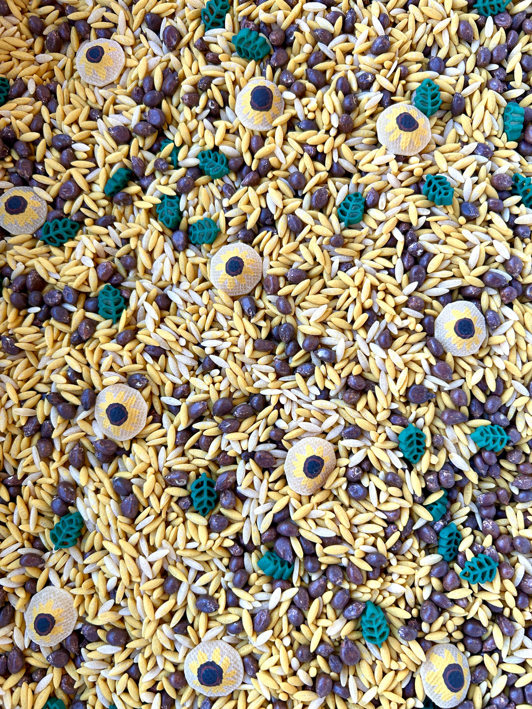 Sunflower Fields Sensory Filler | Fall Sensory Bin | Handpainted Sunflower Pasta