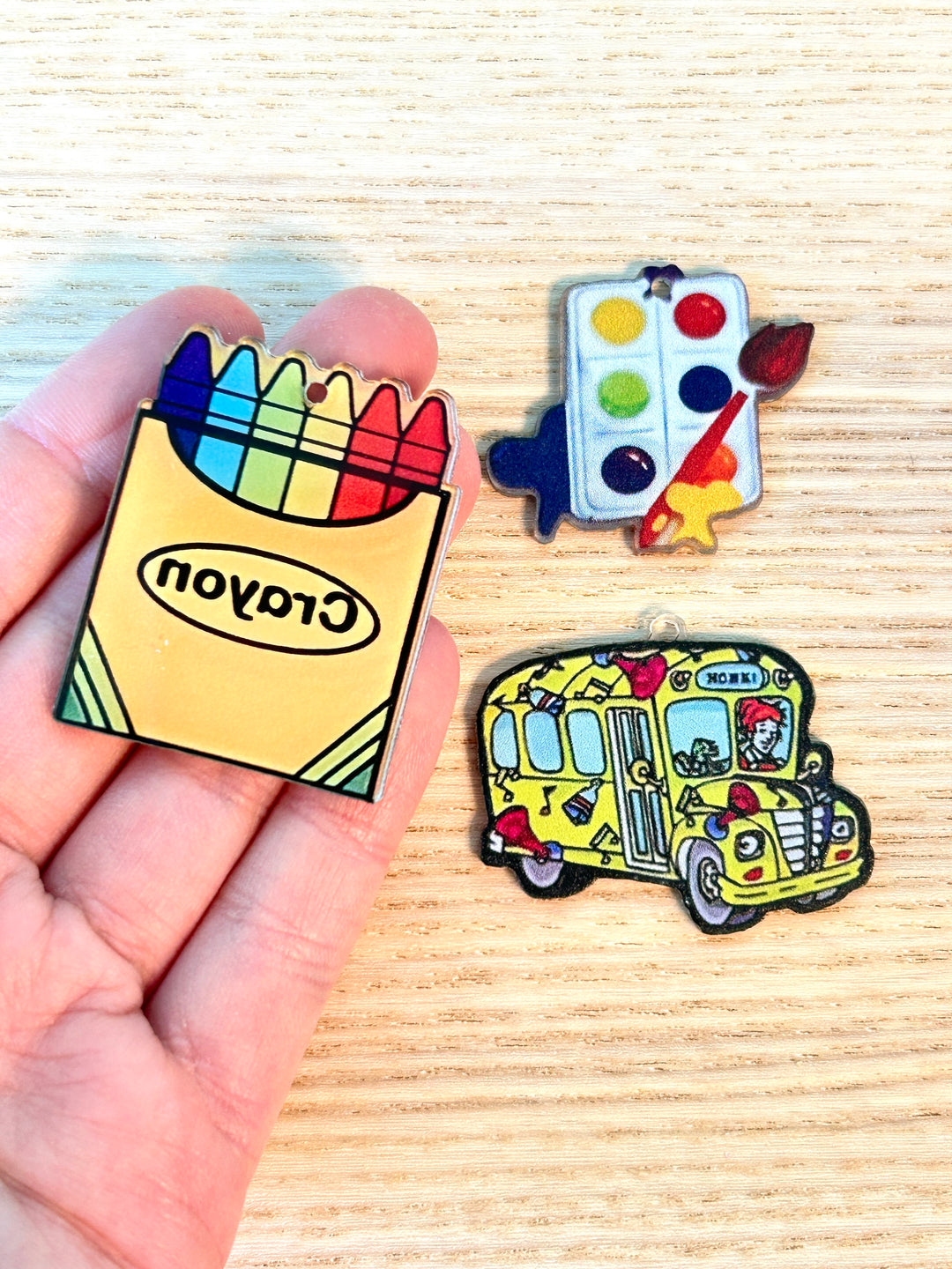 Back to School Acrylic Charms | Crayons | Magic School Bus