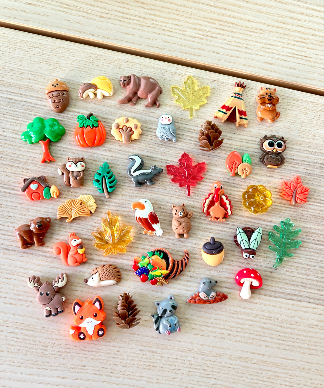 Lot of Autumn Charms | Fall-Themed Resin Set of 35+ Loose Parts