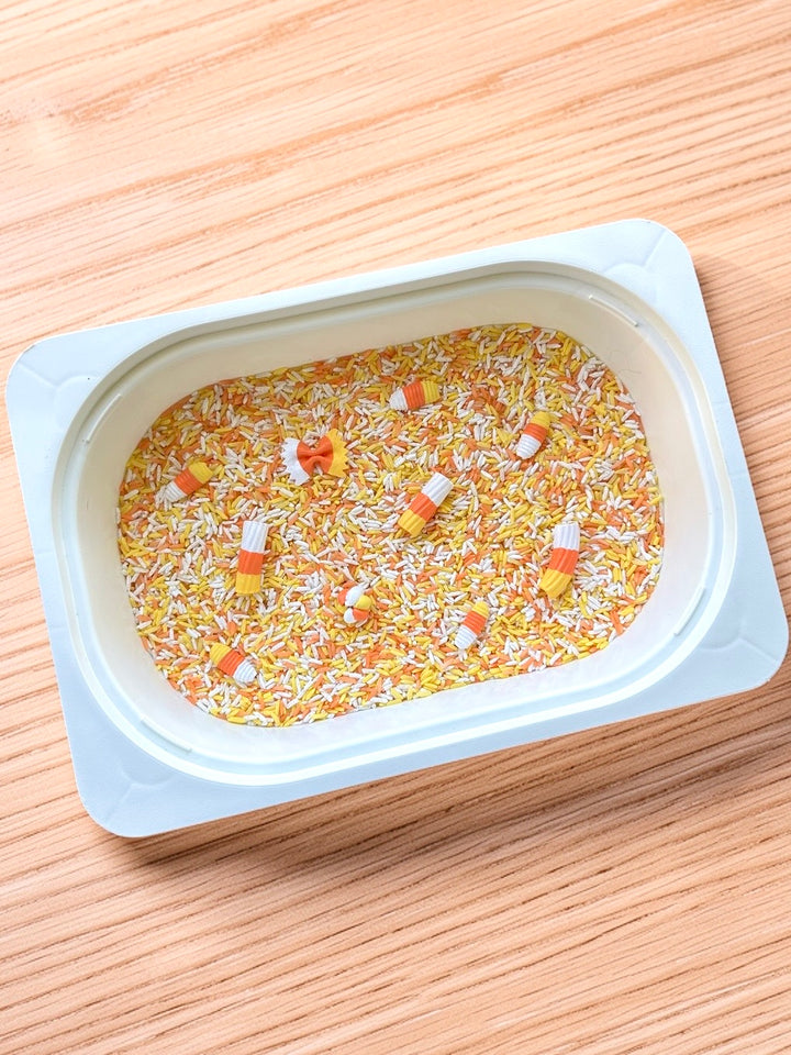 Candy Corn Craze Sensory Filler | Halloween Sensory Rice Mix with Handpainted Pasta