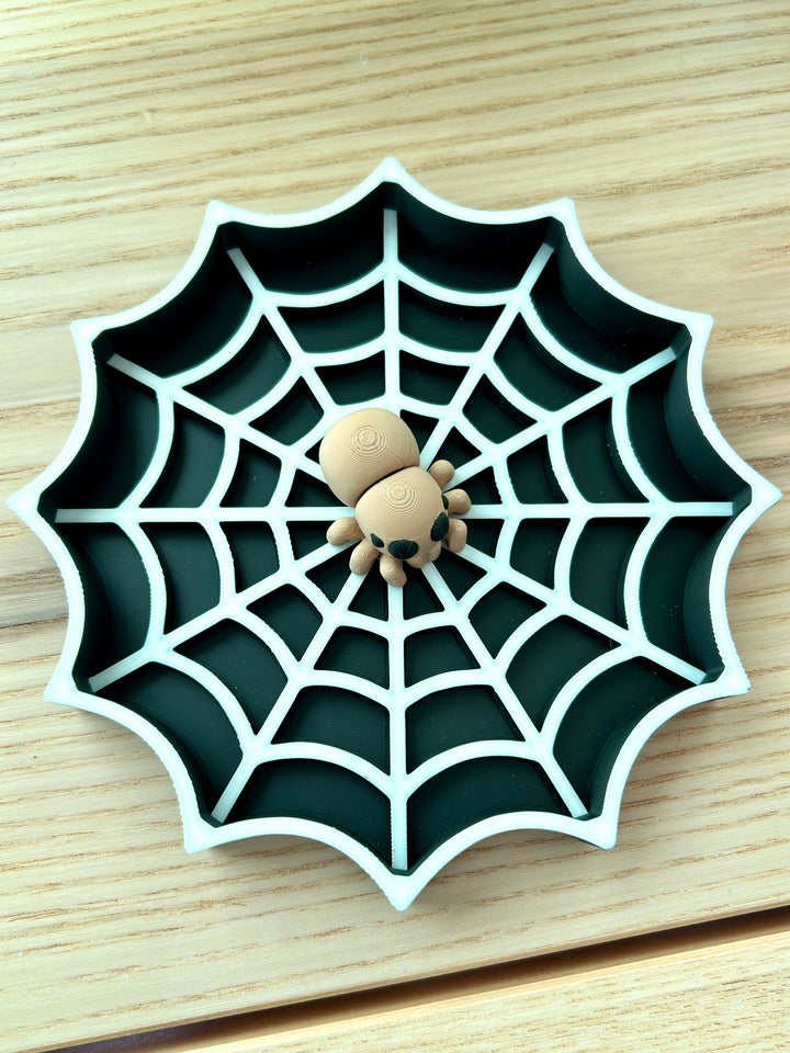 Spiderweb Sensory Tray | Black &amp; White 3D Printed Trinket Tray