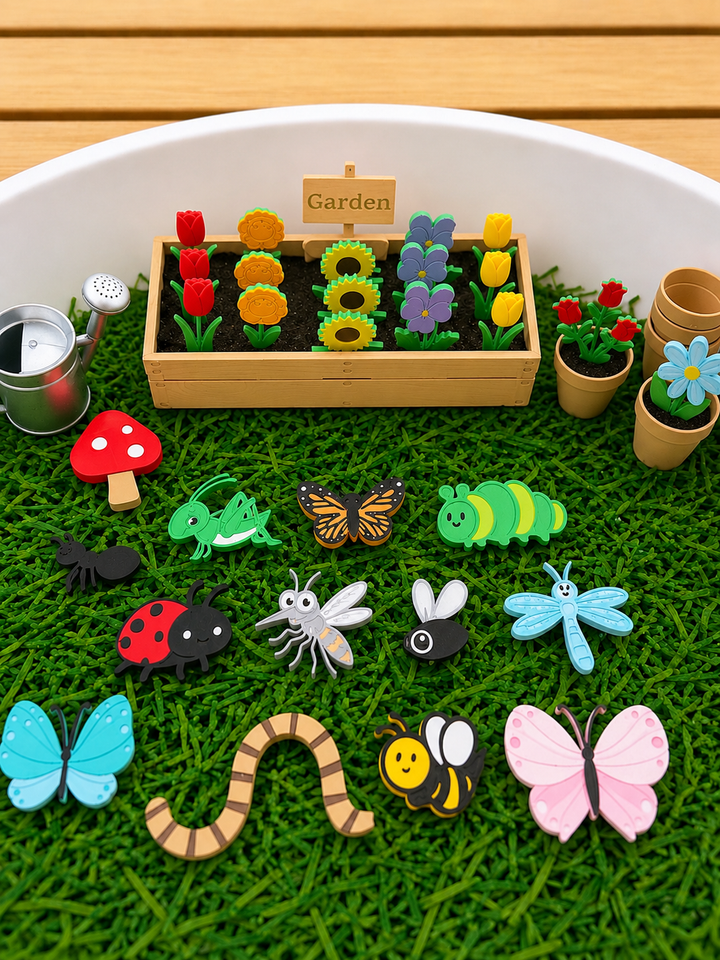 Miniature Gardening Set | Small World Play | Garden Sensory Bin | Playdough or Kinetic Sand ‘Dirt’