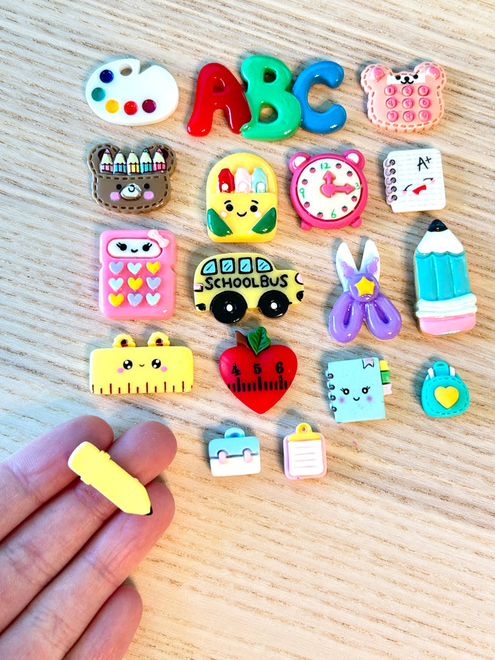 Mini Back to School Charms | Resin Set of 18 Charms