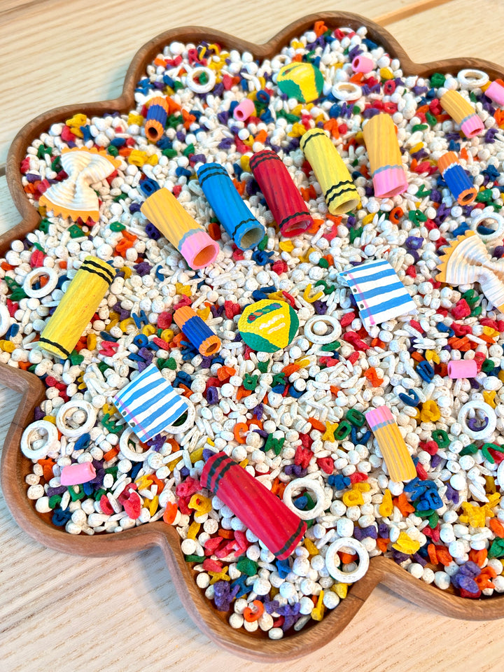 Little Learner’s Desk Sensory Filler Mix | Back to School Play Setup | Handpainted Pasta
