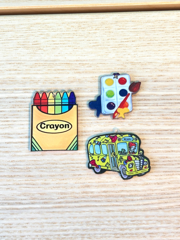Back to School Acrylic Charms | Crayons | Magic School Bus