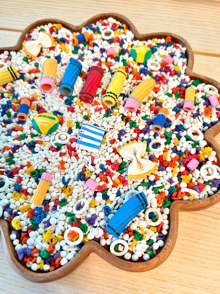 Little Learner’s Desk Sensory Filler Mix | Back to School Play Setup | Handpainted Pasta