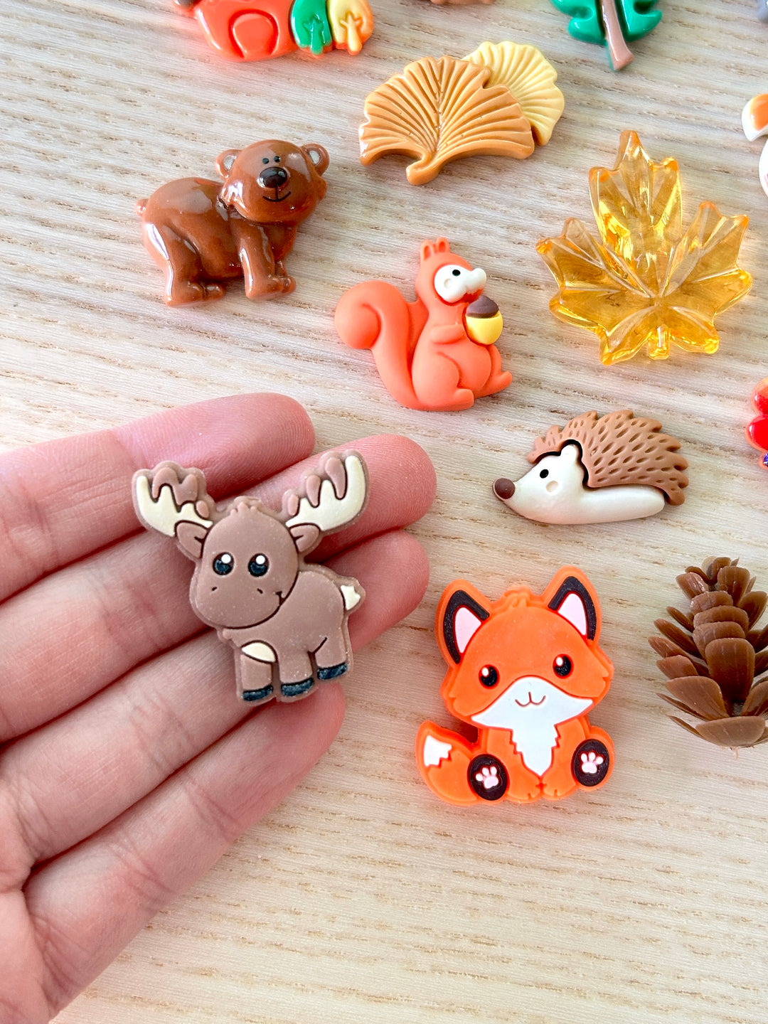 Lot of Autumn Charms | Fall-Themed Resin Set of 35+ Loose Parts