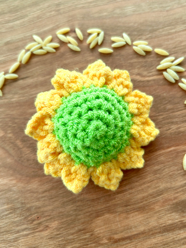 Handmade Wool Crochet Sunflower Head | Pretend Play Flower