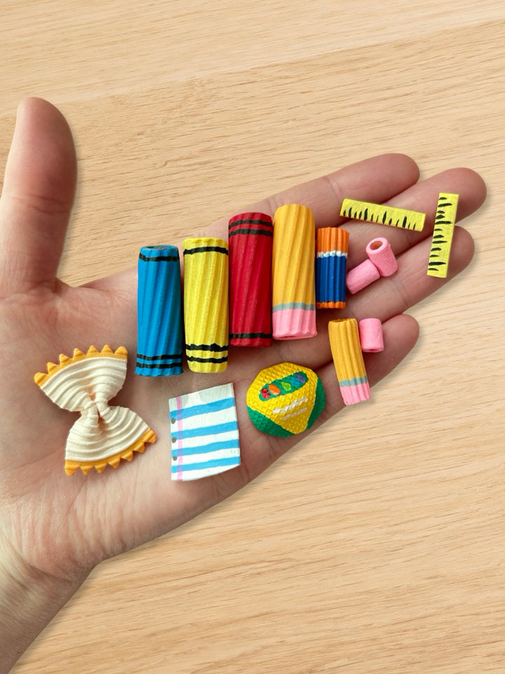 Little Learner’s Desk Sensory Filler Mix | Back to School Play Setup | Handpainted Pasta