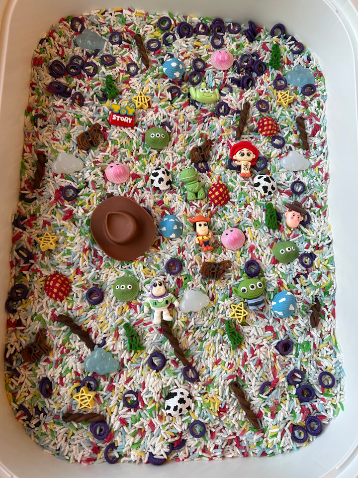 Cowboys &amp; Cosmos Sensory Filler Mix | Movie-Inspired Sensory Play | Handpainted Pasta