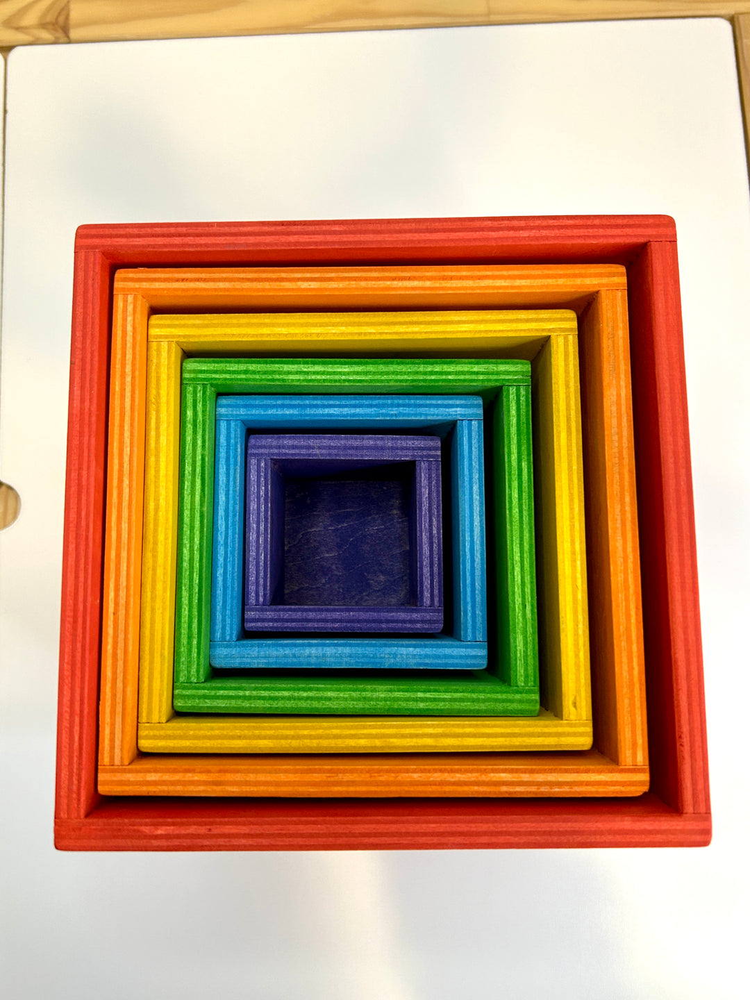 Wooden Colourful Nesting Boxes | Stackable Rainbow