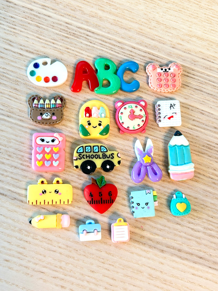 Mini Back to School Charms | Resin Set of 18 Charms