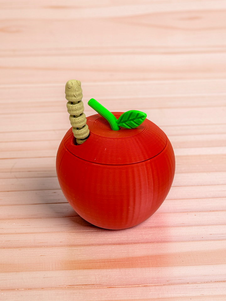 3D Printed Apple &amp; Worm Set | Back to School Sensory Play | Eco-Friendly PLA