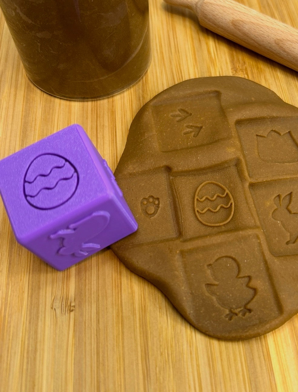 Easter: Egg, Bunny, Chick | 3D Printed Texture Stamper Cube  | Playdough Tool | Eco-Friendly PLA