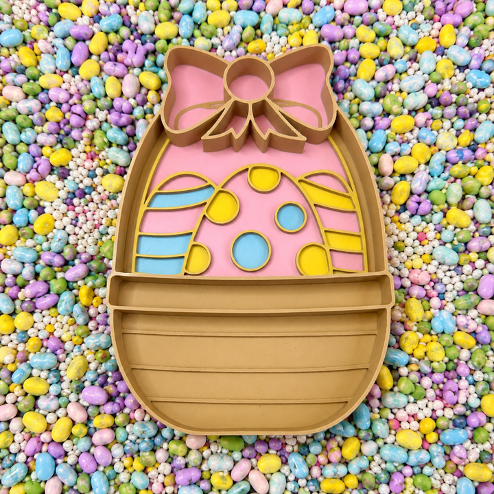 Easter Basket Sensory Tray | 3D Printed Easter Trinket Tray | Pastel Sensory Bin Tool | Montessori Sensory Play | Flisat Table Accessory |