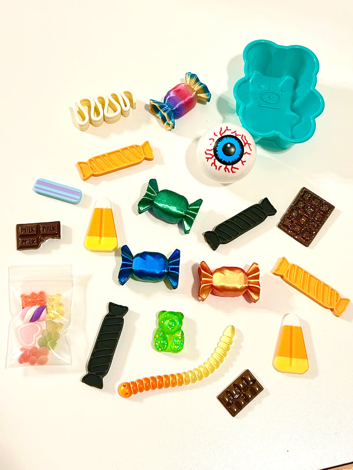 3D Printed Colourful Candy Loose Parts | Halloween Sensory Play Accessories