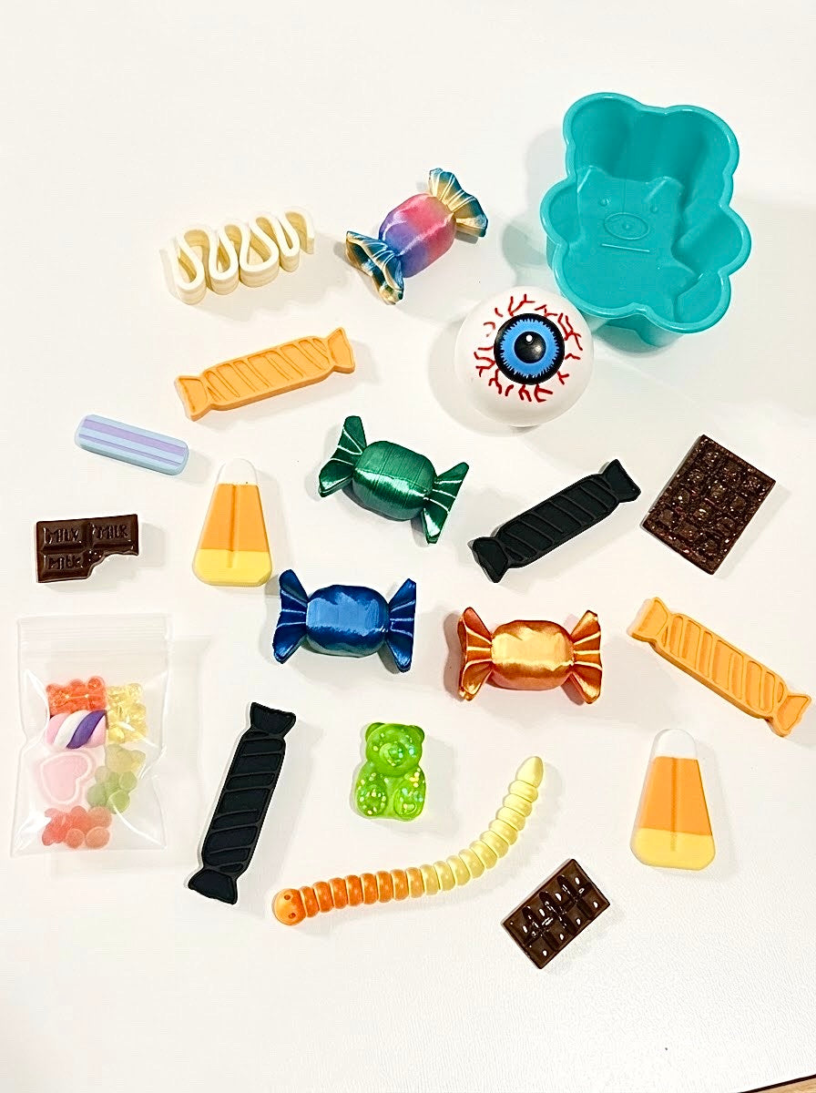 3D Printed Colourful Candy Loose Parts | Halloween Sensory Play Accessories