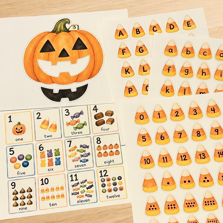 Feeding Pumpkin Alphabet &amp; Number Match | Halloween Printable Learning Activities