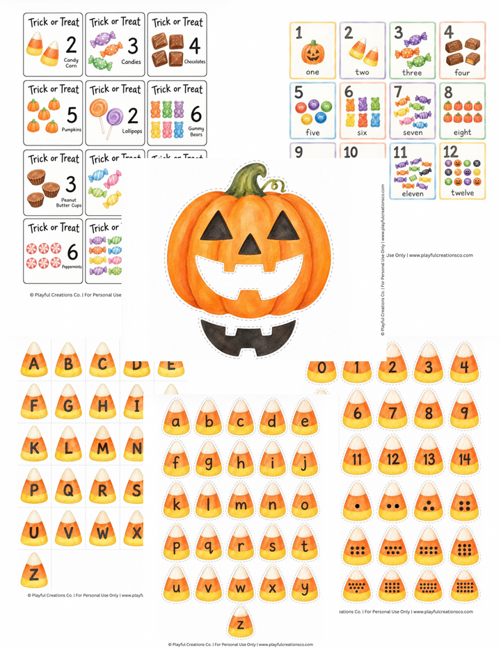 Feeding Pumpkin Alphabet &amp; Number Match | Halloween Printable Learning Activities