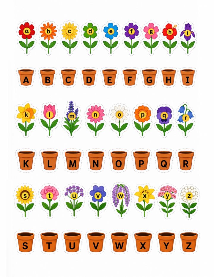 Flower Pot Alphabet Match | Early Literacy Printable