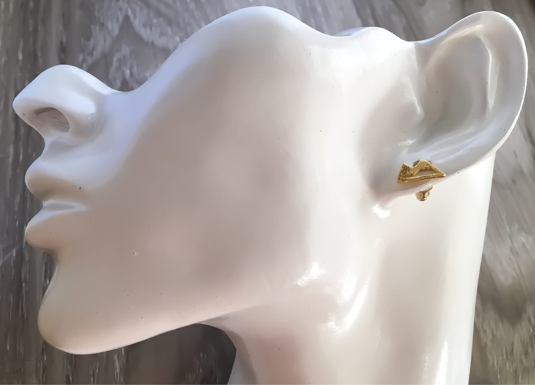 Mountain Peak Stud Earrings, Winter, Silver, Rose Gold