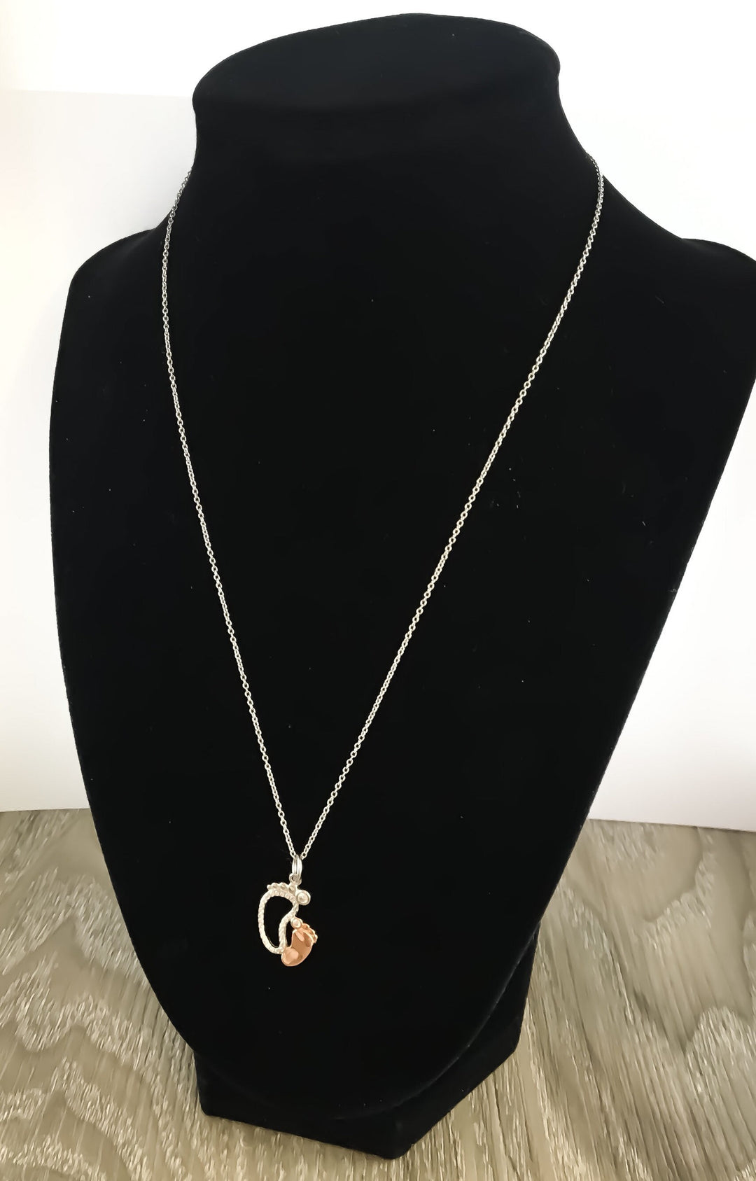 Sterling Silver, Mother Child Footprints Necklace with Card, Gift Box, Miscarriage, Baby Loss