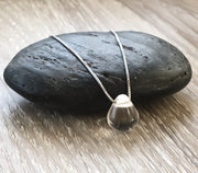 Clear Teardrop Necklace with Card, Inspirational, Sterling Silver