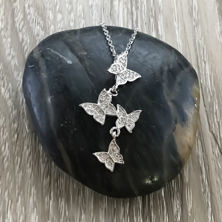 Dainty Butterfly Necklace, New Beginning Necklace, Time for Change, Tiny Butterfly, Silver Cubic Zirconia Jewelry, Birthday, Simple Reminder