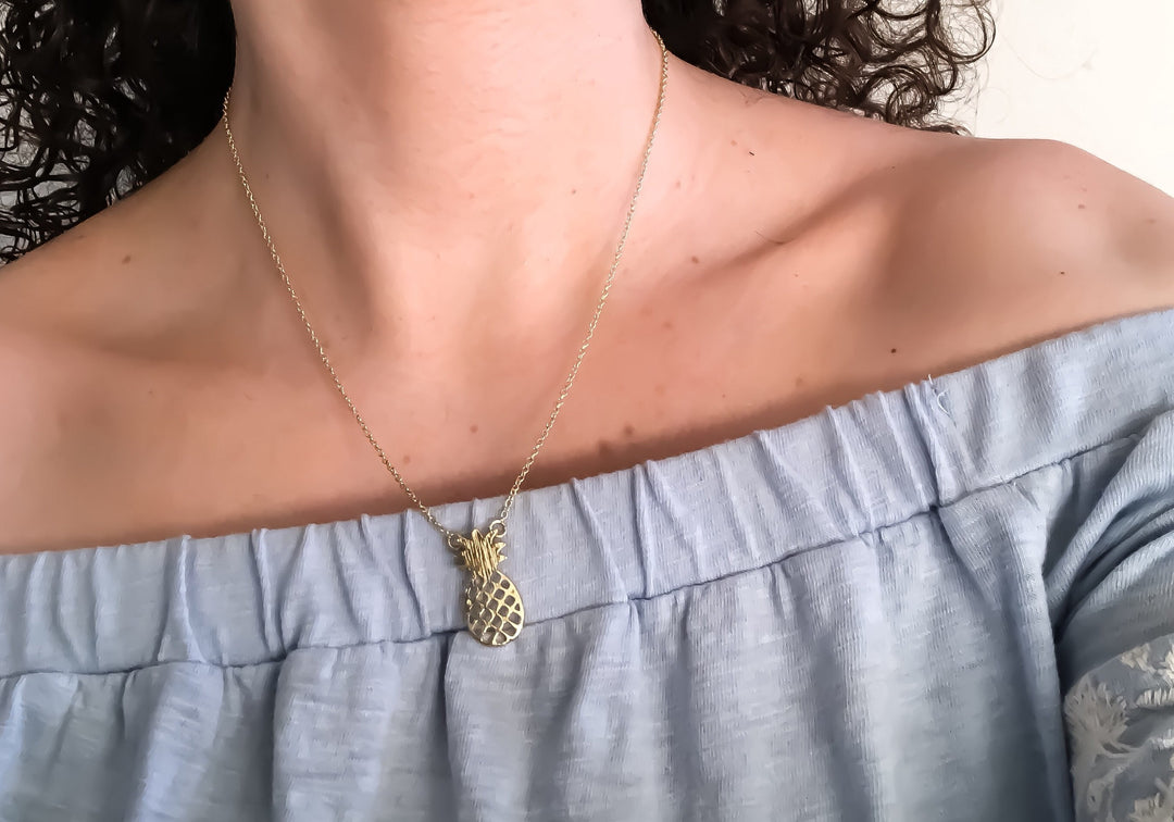 Be a Pineapple Necklace, Dainty Jewelry, Pineapple Gift, Tropical Fruit Gift, Inspirational Quote, Friendship Gift, Gift for Daughter