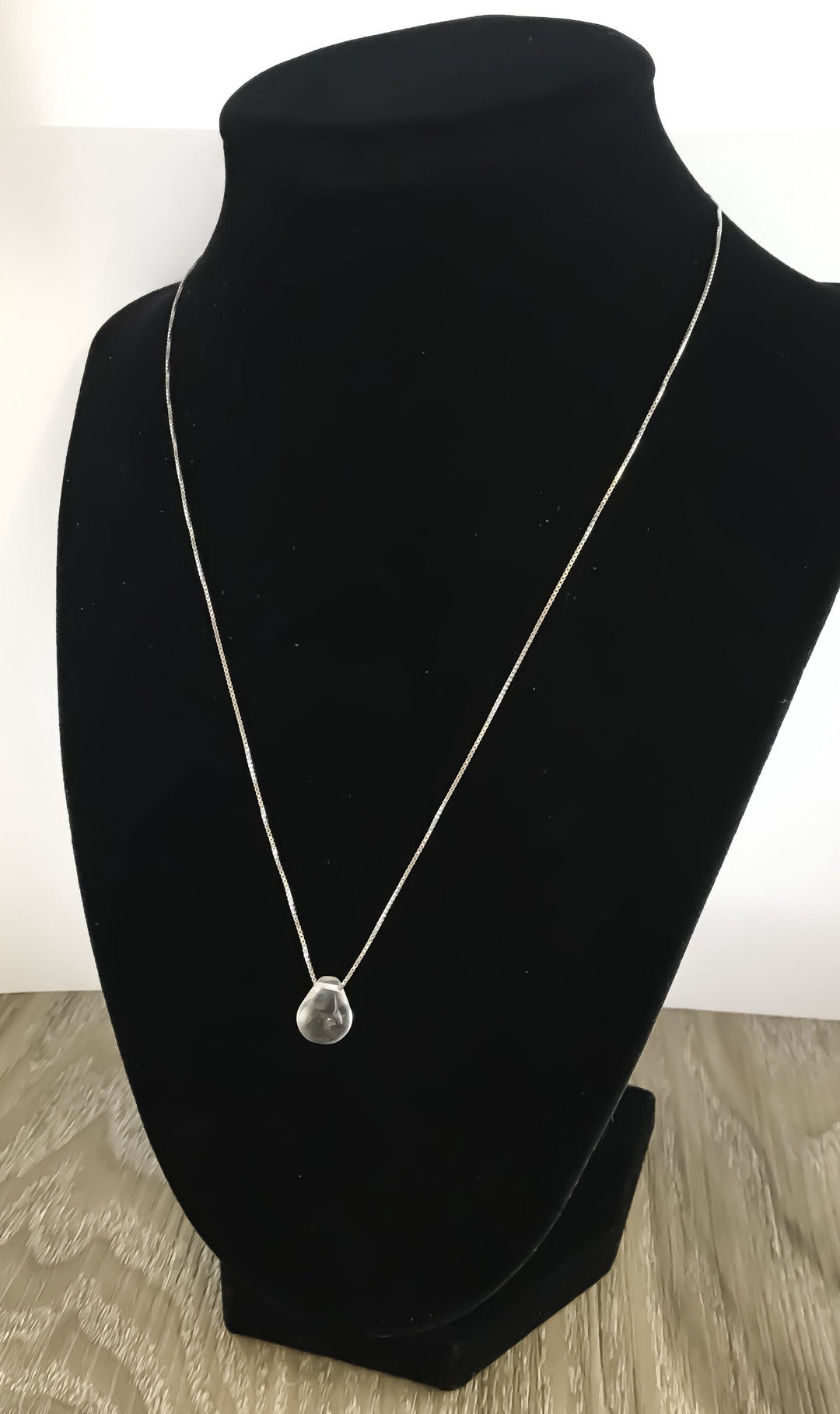 Collier Force, Collier en argent sterling transparent en forme de larme, Reste fort(e), Carte inspirante, Bijou réconfortant, Cadeau « Je pense à toi »