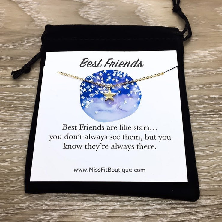 Best Friends Are Like Stars, Tiny Star Necklace, Simple Celestial Jewelry, Best Friend Birthday Gifts, Childhood Friends Gift,, Holiday Gift