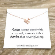 Special Education Teacher Gift, Autism Jigsaw Puzzle Necklace, Dainty Puzzle Jewelry, Austistic Teaching Aid Necklace, Mother Thank You Gift