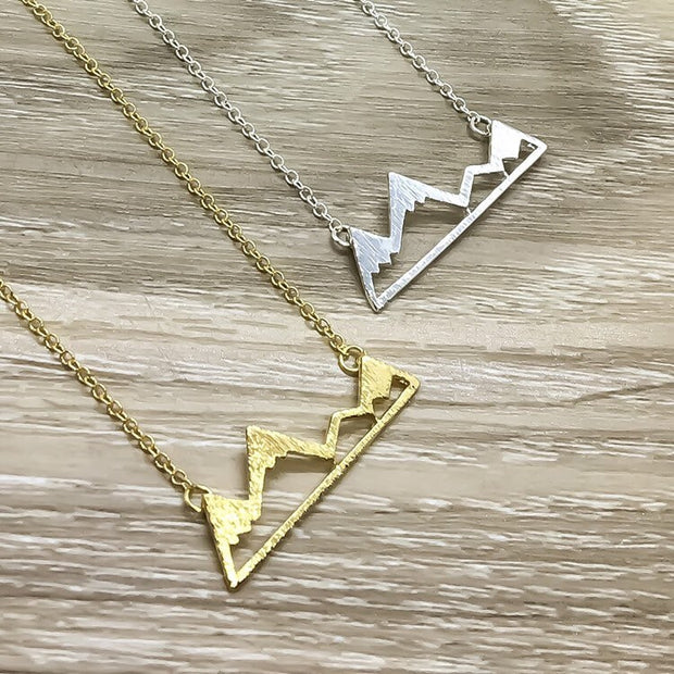 Inspirational, Mountain Necklace with Card, Gold, Silver