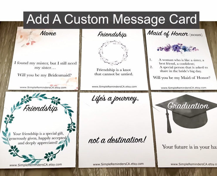 Add On Custom Message Card, Personalized Jewelry Gifts, Graduation, Bridesmaid Gifts, Custom Jewelry Cards, Dainty Necklace Cards, Birthday