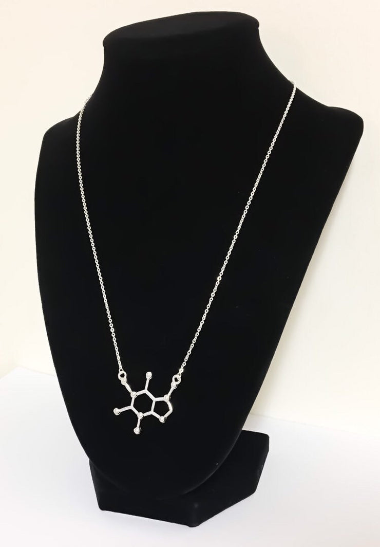 Caffeine Molecule Necklace, Powered By Caffeine, Caffeine Addict Gift, Molecular Jewelry, Coffee Gift, Coffee Jewelry, Motherhood Gift