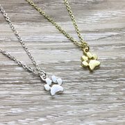 Tiny Paw Print Necklace, Dainty Paw Pendant, Minimal Pet Jewelry, Cat Lover Gift, Dog Owner Gift, Paw Prints on your Heart Quote, Pet Loss