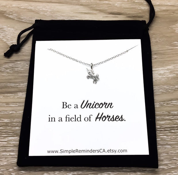 Tiny Unicorn Necklace, Unicorn Jewelry, Gift for Her, Unicorn Lover Gift, Little Girl Birthday Gift, Unicorn Pendant, Gift for Best Friend