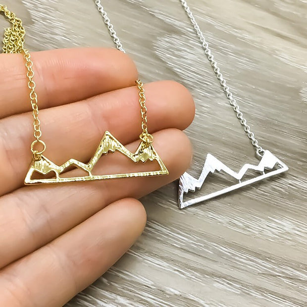 Inspirational, Mountain Necklace with Card, Gold, Silver