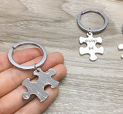 Matching Puzzle Keychain Set for 3, Best Friends Keychains, Always Be Connected, Friendship Keychains, Long Distance Friends Gift, Graduate