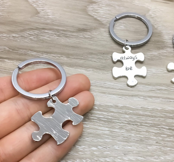 Matching Puzzle Keychain Set for 3, Best Friends Keychains, Always Be Connected, Friendship Keychains, Long Distance Friends Gift, Graduate