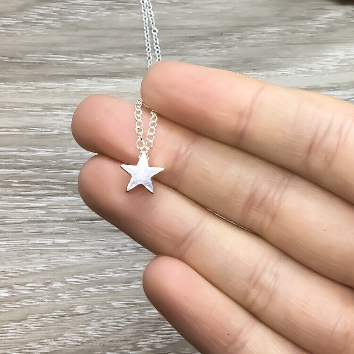 Tiny Star Necklace, Rose Gold, Silver, Gold, Best Friends Are Like Stars