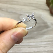 Butterfly Ring, Sterling Silver Diamond Ring, Promise Ring, Adjustable Statement Ring, Dainty Ring, Gift for Stepdaughter, Girlfriend Gift