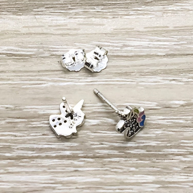 Tiny Unicorn Stud Earrings, Whimsical Earrings, Sterling Silver Jewelry, Magical Jewelry, Cute Earrings, Gift for Little Girl, Fantasy Gift