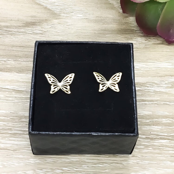 Butterfly Stud Earrings, Sterling Silver Jewelry, Minimalist Earrings, Nature Lover Gift, Cute Earrings, Gift for Daughter, Gift for Friend