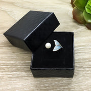 Blue Fish Tail Ring with Pearl, Mermaid, Statement Ring, Sterling Silver