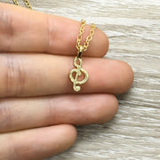 Life is a Song, Tiny Treble Clef Necklace with Card, Music Note, Musician, Gold, Silver
