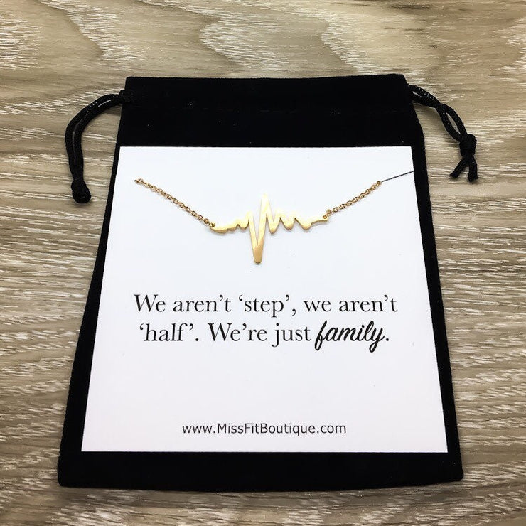 Stepdaughter Gift, Stepmother Gift, EKG Heartbeat Necklace, Blended Family Gift, Stepdaughter Jewelry, Half-Sister Gift, Stepsister Gift