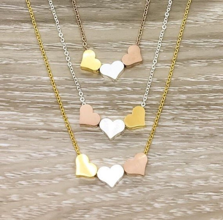 Bijou Trois Générations, Collier 3 Cœurs, Collier Cœur Délicat, Cadeau pour Maman, Collier Grand-Mère, Bijou Minimaliste, Collier Mère