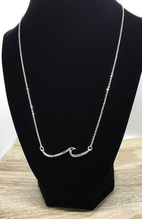 Simple Wave Necklace with Card, Life is Like the Ocean, Beach