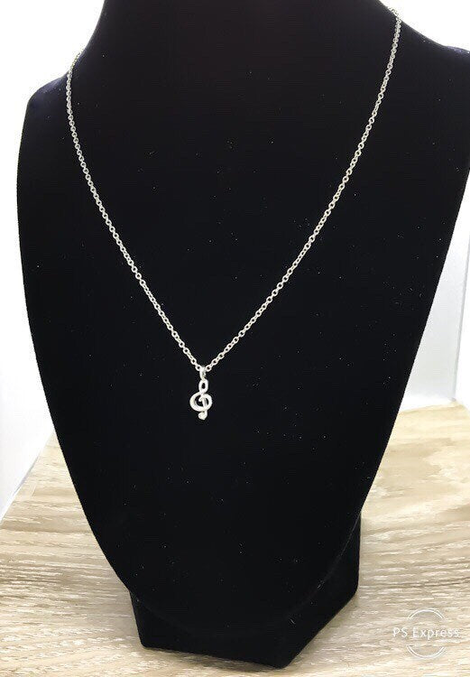 Life is a Song, Tiny Treble Clef Necklace with Card, Music Note, Musician, Gold, Silver